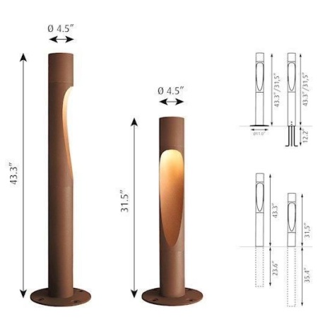 Rust Colour Bollard Light For Sale Austrial